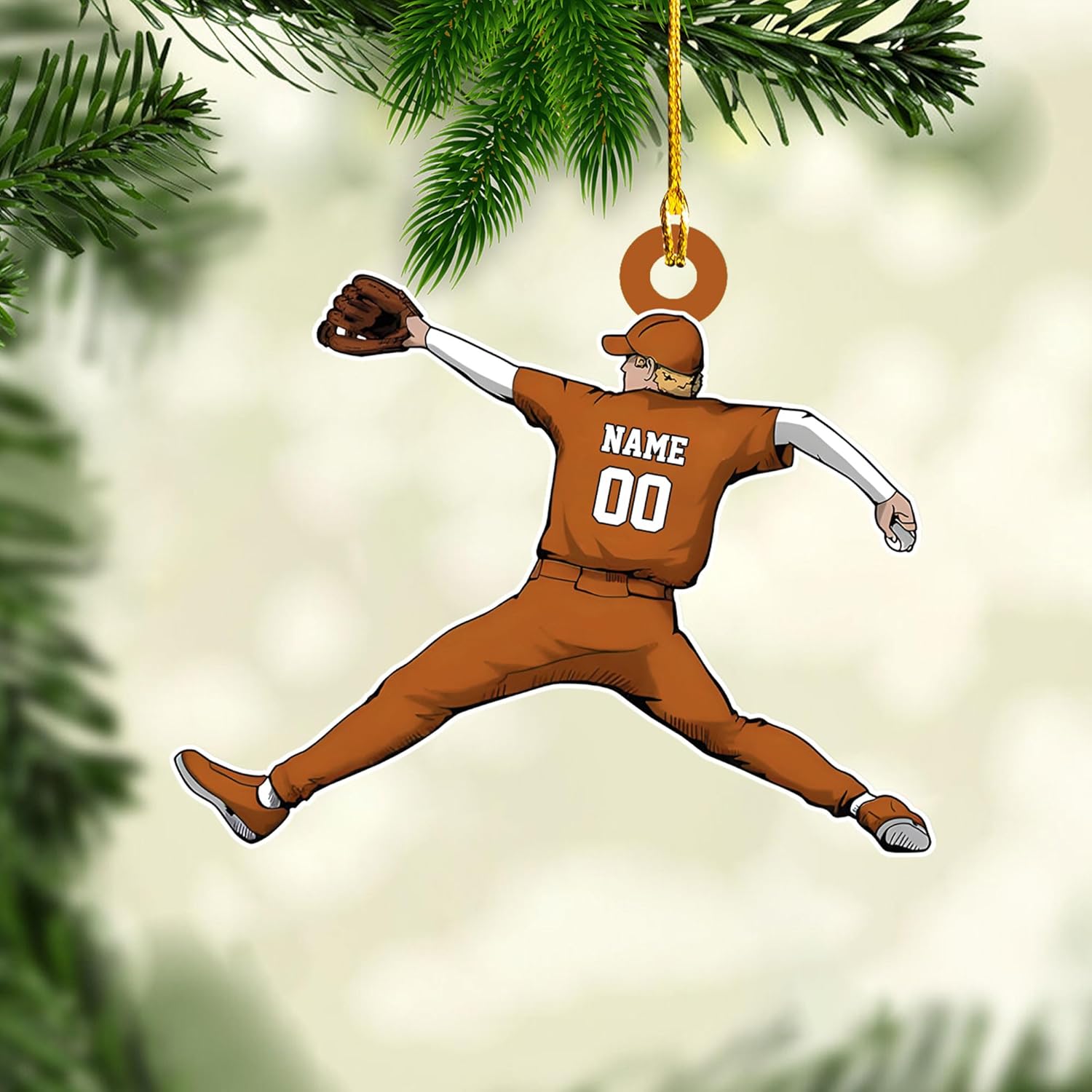 Artparel Personalized Baseball Ornament Christmas Tree Decoration Custom Baseball Christmas Ornament 2D Shape Flat Baseball Lover Gifts Beginner Baseball Players Ornament Gift (BB 25)