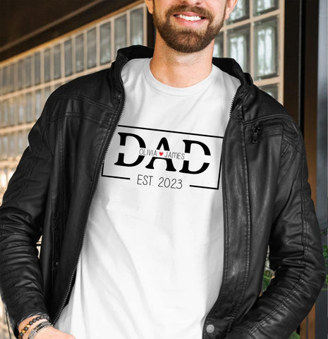 Personalized Grandpa Dad Papa Shirt Custom Kids Name Gift Fathers Day, Promoted to Dad Est 2023 Baby Daddy New Dad (TS34)