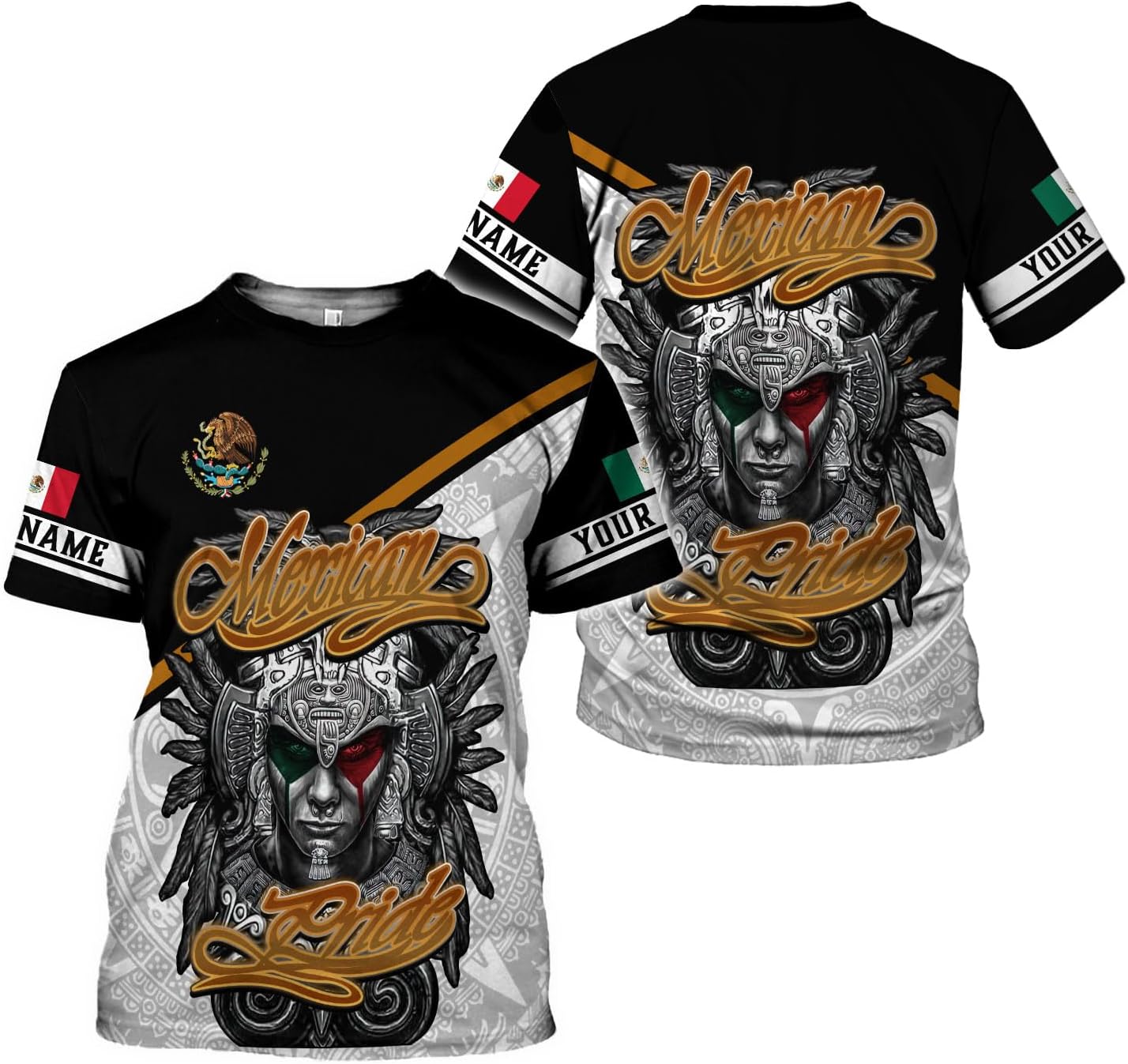 RoyalBro Personalized Mexico Shirts, Camisas De Mexico, Mexico Shirts for Men, Mexican Flag Jersey Shirt Mexico 3D Shirt
