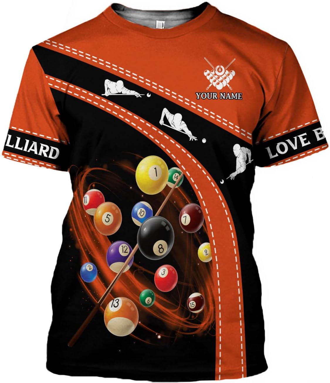 Pretyprints Personalized 3D Billiard Shirt Custom Name Men Women Team Apparel Pool 8 Ball Flag Tshirt Billiards Shirts Gift