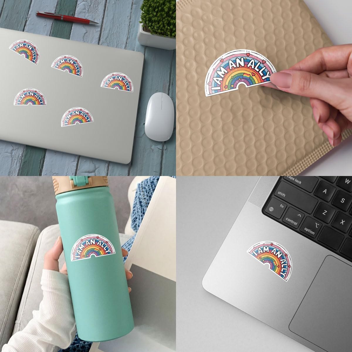 3 Pcs All Inclusive Ally Sticker, Proud I Am an Ally LGBTQ+ Pride Equality Rainbow Stickers, Transgender Trans LGBTQ Stickers for Laptop Phone Water Bottle Cars Phone Case Laptop 3"x3"