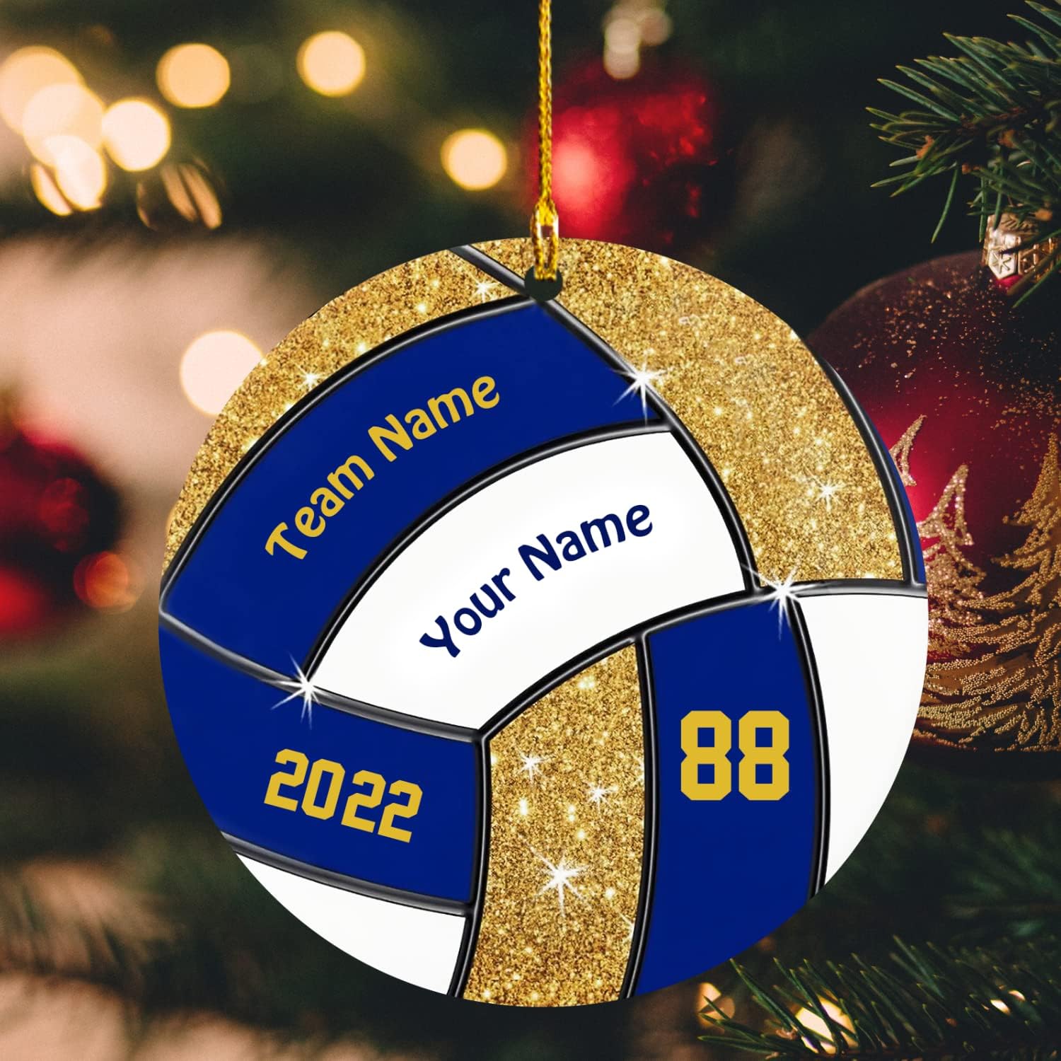 Mostprints Personalized Name Volleyball Ornament for Chrismas 2023, Custom Wood Volleyball Ornaments for Christmas Tree, Volleyball Ornaments for Men, Boy Christmas Pine Tree Hanging