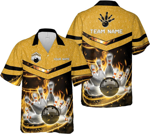 Mostprints Personalized Name Bowling Hawaii Shirts for Men and Women 3D, Bowling Shirts for Team Bowling, Bowling Shirts Gift