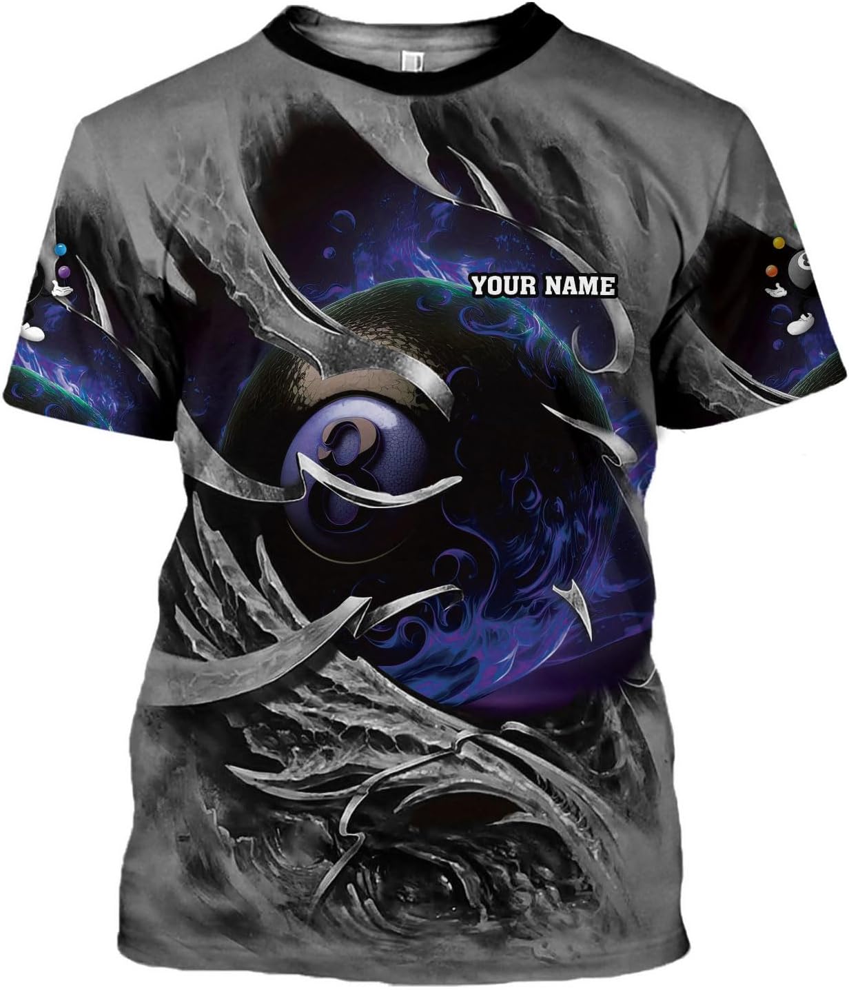 Custom 3D Billiard Shirt for Men Women Personalized Pool Player Team Apparel with 8 Ball Flag Design Gift to Billiard Lovers