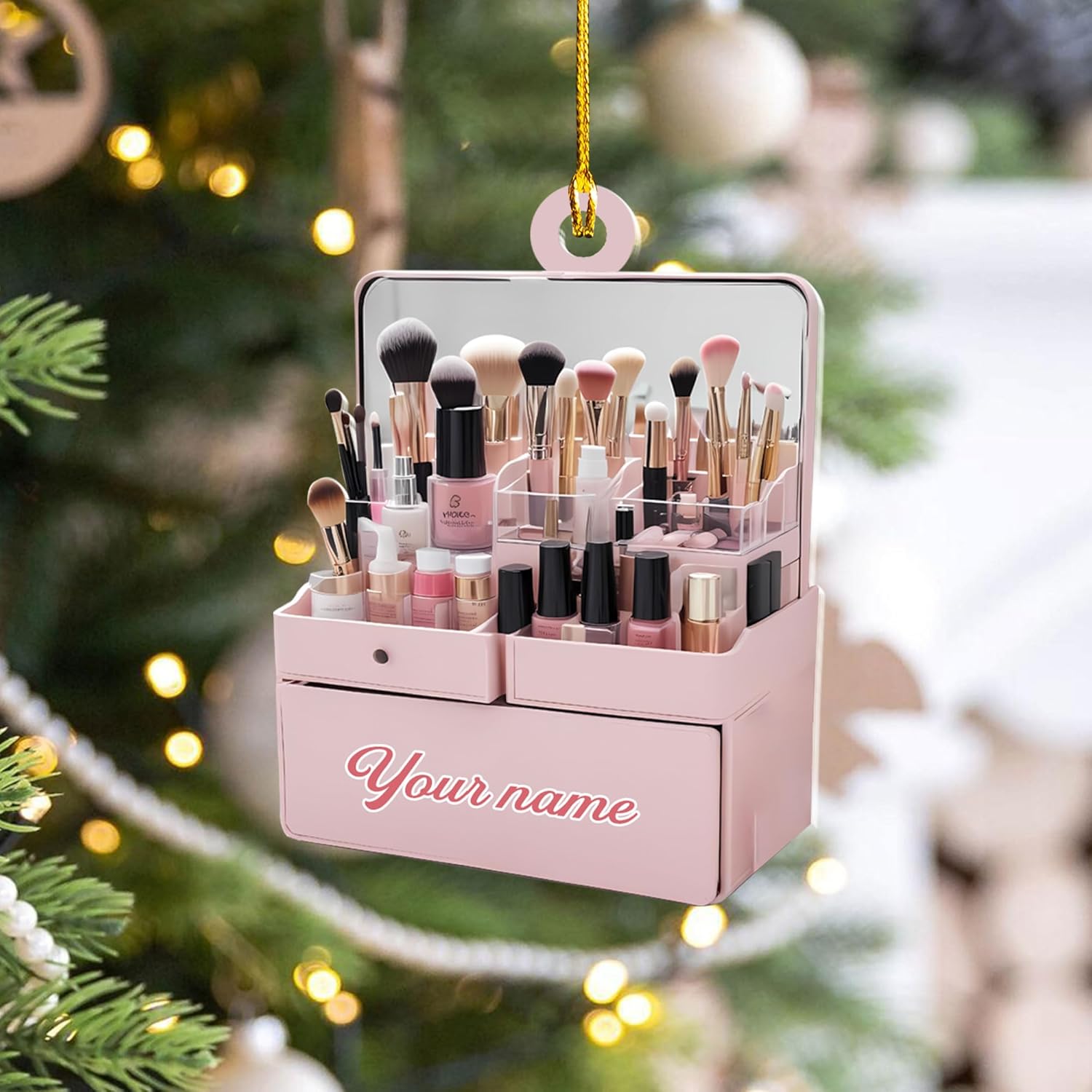 Mostefy Personalized Make Up Ornament 2024, Makeup Tool Ornaments for Christmas, Skin Care Ornament, Makeup Christmas Ornament 2D Flat Ornaments, Make Up Ornament Gift for Xmas (Style 7)