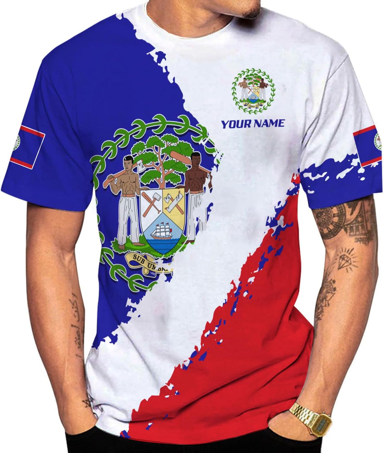 Artparel Personalized Belize Shirt Coat of Arms of Belize Flag Shirts Belizean Country Flag Gift T-Shirt Belizean Shirt S-5XL