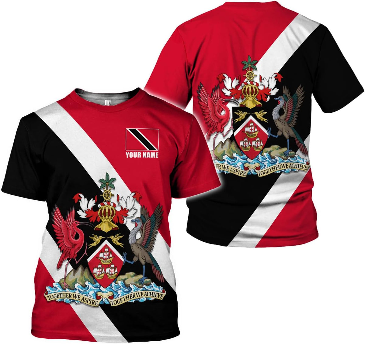 Artparel Personalized Trinidad and Tobago Shirt Trinidad and Tobago Coat of Arms Flag ShirtsTrinidad and Tobago Crest