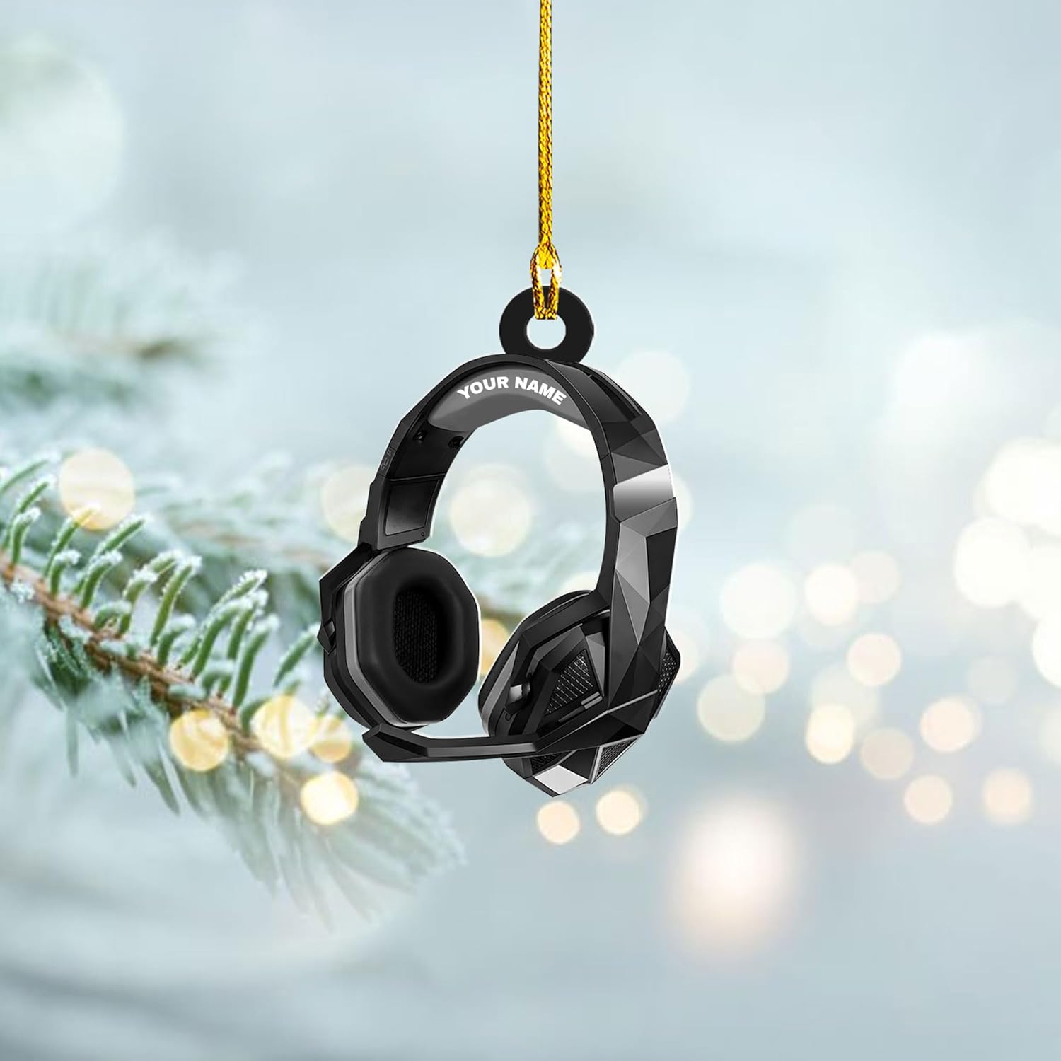 AOVL Custom Gaming Head Phones Ornaments 2024 Gaming Head Phones Light Christmas Ornament Gaming Headphone Flat Christmas Ornament Headphone Ornament Headphone Ornament Gift Christmas Tree Decor (HP2)