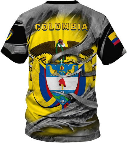 Mostprints Personalized Colombia Shirt 3D, Custom Colombia Flag Shirts for Men Women, Colombian Pride T-Shirt, Unisex Shirt