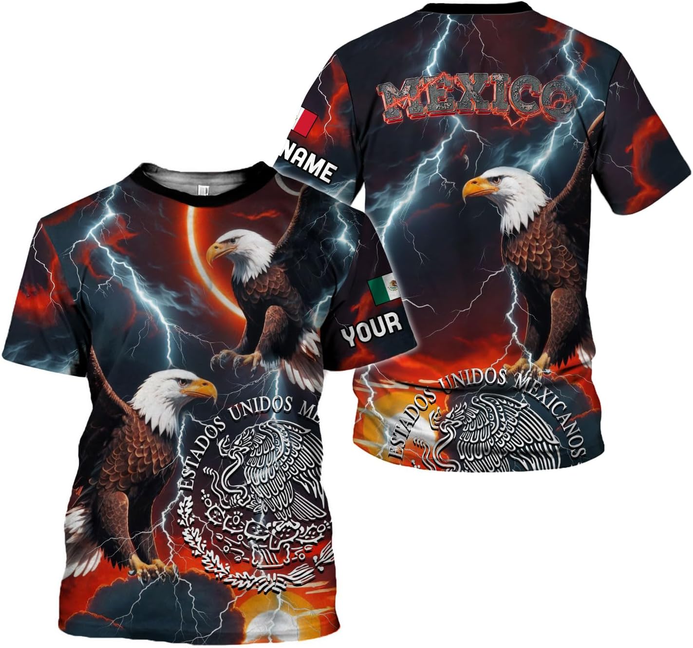 Mostprints Personalized Name Mexican Shirts for Men 3D Customized Mexico Shirts for Men Mexico Shirts for Women Mexico Shirt
