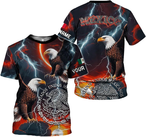 Mostprints Personalized Name Mexican Shirts for Men 3D Customized Mexico Shirts for Men Mexico Shirts for Women Mexico Shirt