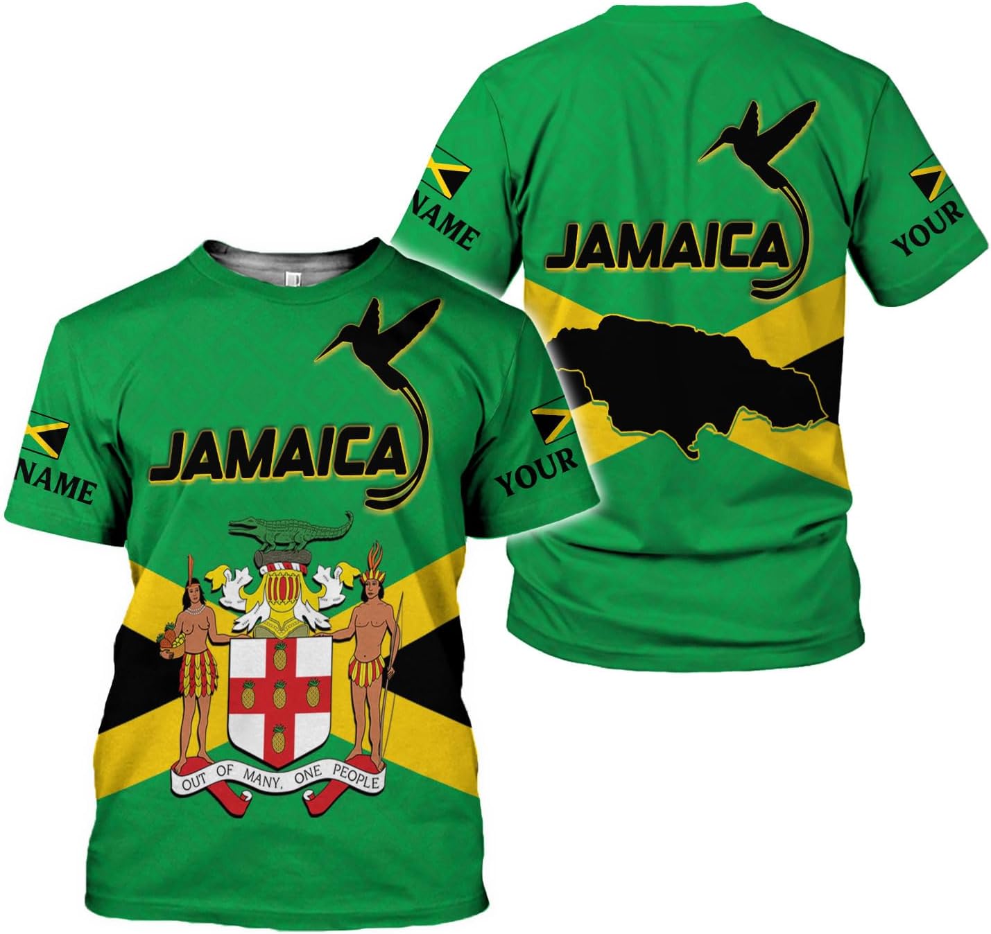 Ligthuy Personalized Jamaica Shirt 3D, Custom Jamaica Flag Lion Shirt for Men and Women, Jamaican Pride T-Shirt Unisex