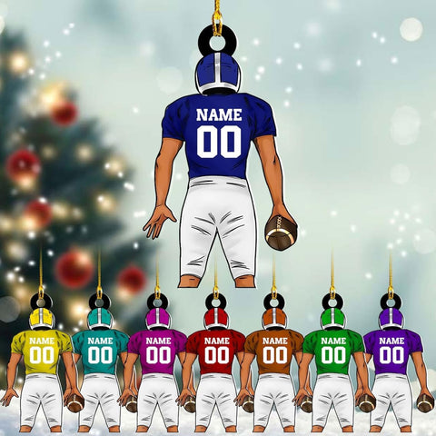 Artparel Personalized Football Ornament Customized Football Christmas Ornaments Football Ornament Christmas Hanging Décor Gift for Football Fans Football Gifts Gift for Football Player (FB 18)