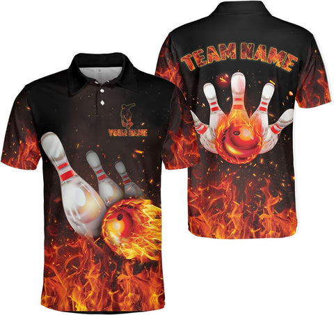 Custom 3D Bowling Polo Shirts for Men and Women Personalized Team Name Gift Unisex Customized Bowling Short Sleeve Polo Shirt