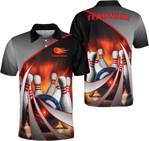 Ligthuy Personalized Name Bowling Polo Shirts 3D for Men and Women, Bowling Shirt, Bowling Shirts for Men Team Bowling Shirt