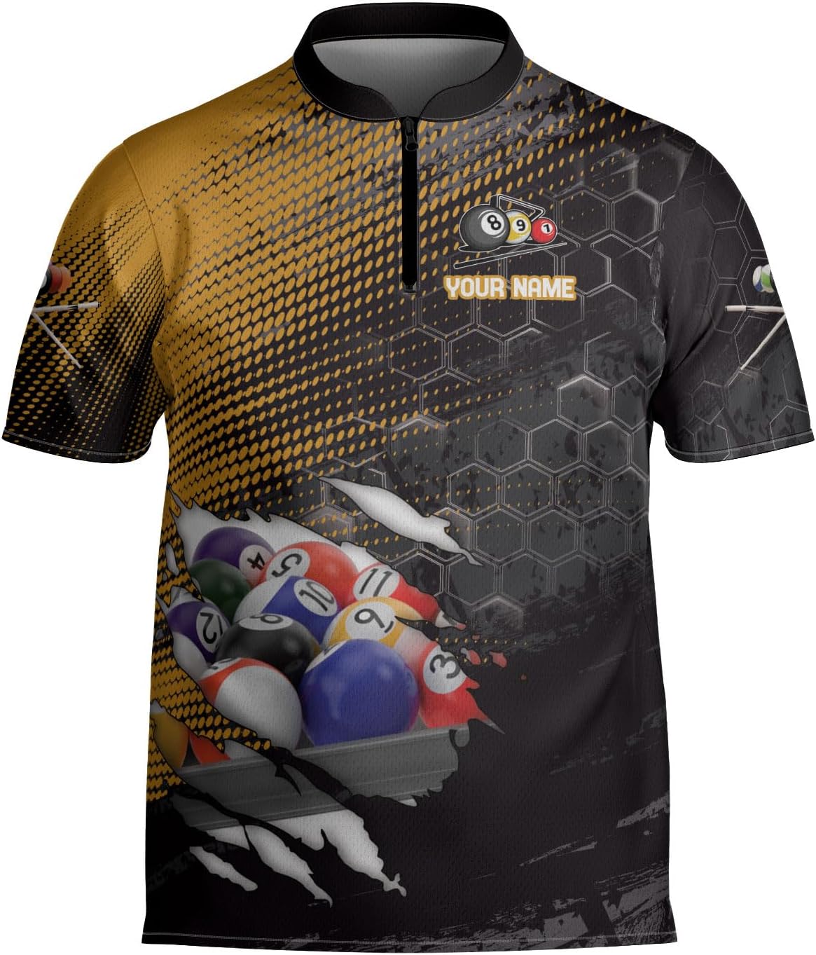 Custom Billiard Jersey Shirts Men 3D Personalized Team Billiards Bowling Jersey 8 Ball Pool Colorful Quarter Zip Shirt Gifts