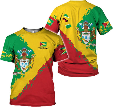 Leprints Personalized Guyana Hoodie 3D Guyanese Coat of Arms Flag Guyana 3D Sweatshirt Guyana Guyanese Pride Gift Zip Hoodie