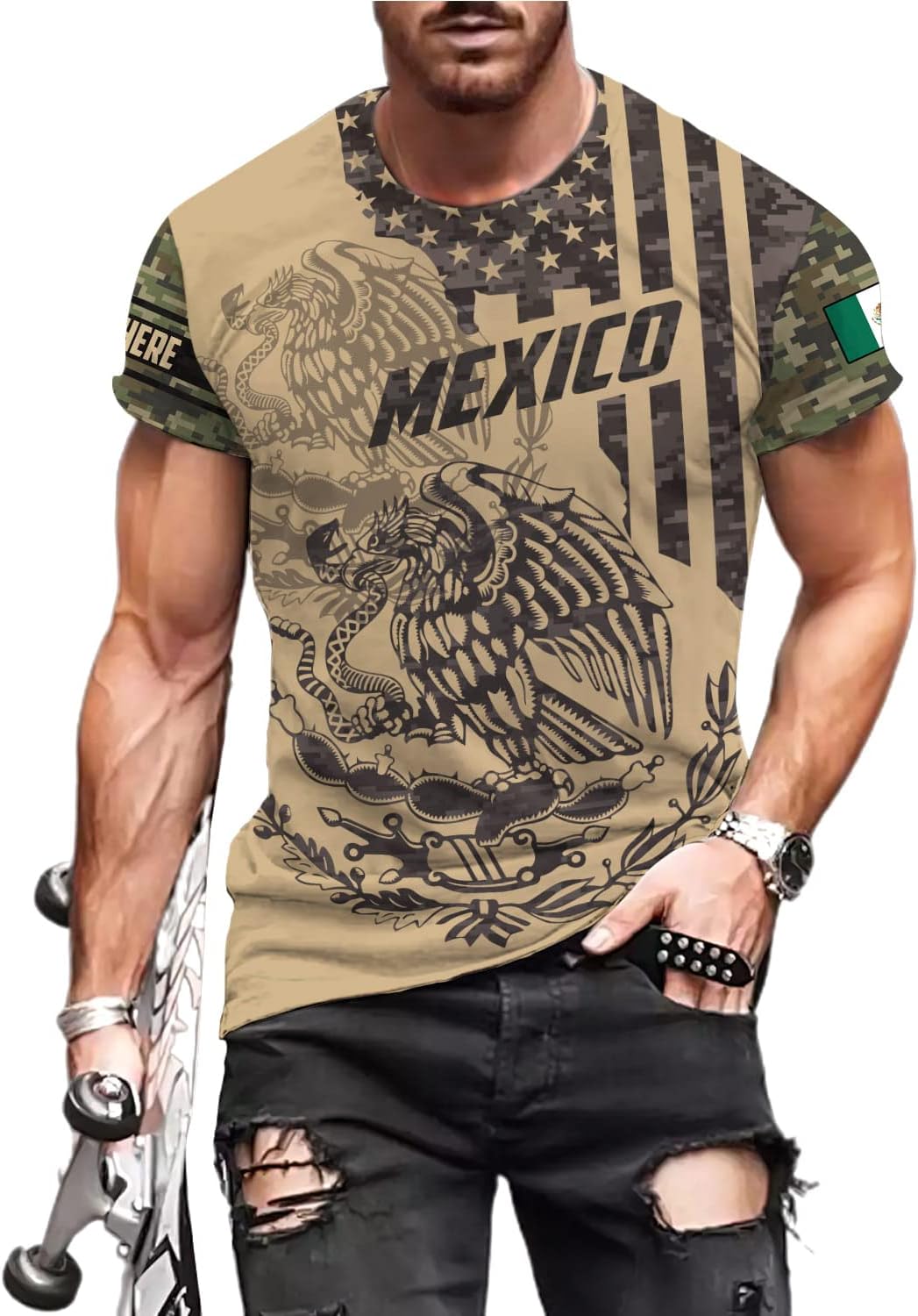 Paniprints Personalized Name Mexican Shirts for Men, Customized Mexico Shirts for Men, Mexico Shirts for Women Mexico Flag