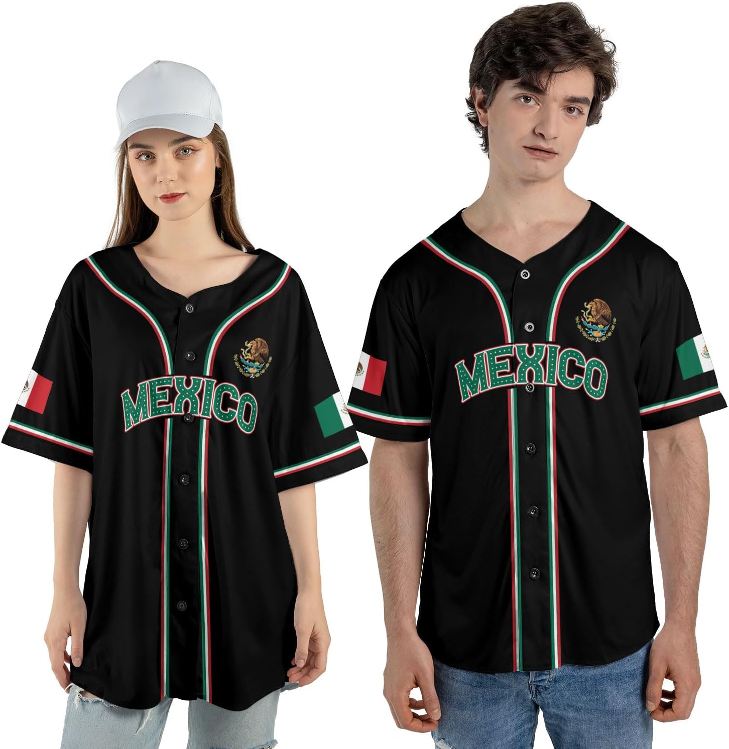 Mostefy Custom Mexico Baseball Jerseys Mexican Eagle & Flag Shirt for Teams, Mexico Shirts for Men & Women Size S-5XL