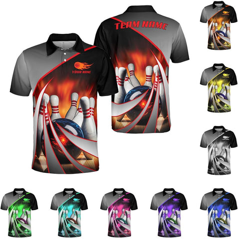 Ligthuy Personalized Name Bowling Polo Shirts 3D for Men and Women, Bowling Shirt, Bowling Shirts for Men Team Bowling Shirt
