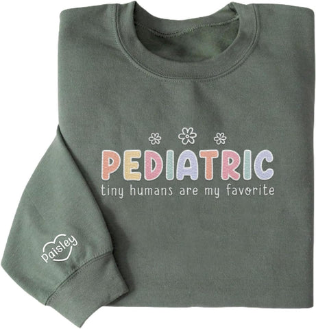Custom Pediatric Nurse Embroidered Sweatshirt For Women, Personalized Registered Picu Nurse Crewneck Sweatshirt Hoodies