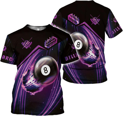 AOVL Personalized Billiard Shirts 3D Billiard Shirt Custom Billiard Flag Shirt Men's Pool Billiards Shirt 8 Ball Men Women