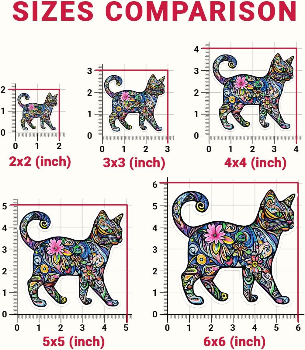 (3Pcs) Cat Funky Colors Glow Vinyl Bumper Decal Sticker, Cats Bumper Stickers, Color Cute Cats Decal - Stickers for Laptop Water Bottle Phone Car Window Helmet 3" (DR Cat 3)