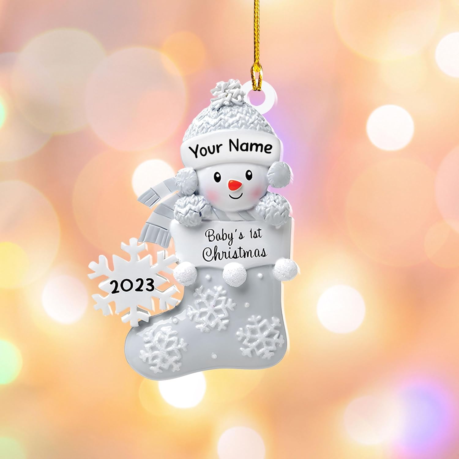 MAPrints Personalized Baby\u2019s First Christmas Keepsake Ornament, Custom New Baby Gifts, Babys 1st Christmas Ornament 2023 Boy Or Girl Newborn, for New Mom Dad (Style 1)