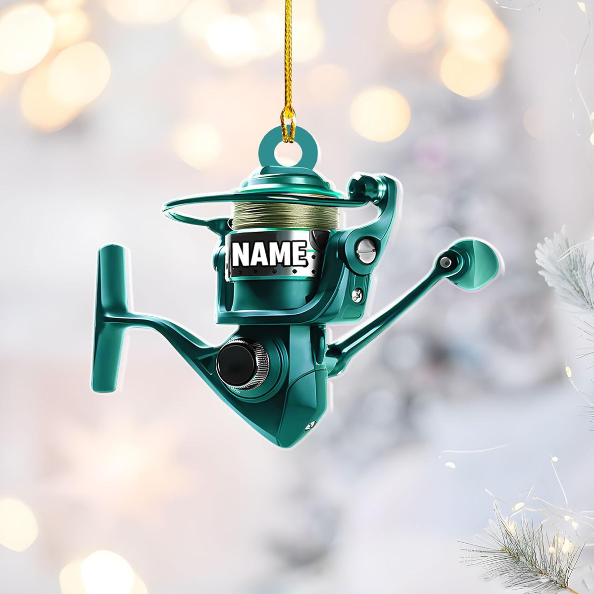 Personalized Fishing Christmas Ornament, Fishing Vest and Hat with Bobber and Fishing Pole Accessories for Fisherman Hanging Christmas Ornament, Fishing Ornament (Acrylic, Style 11)