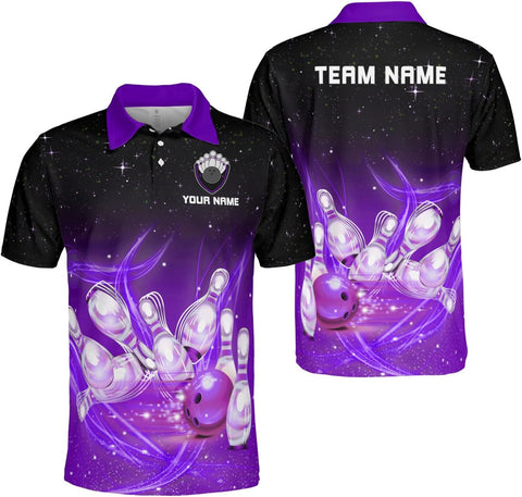 Ligthuy Personalized Name Bowling Polo Shirts 3D for Men and Women, Bowling Shirt, Bowling Shirts for Men Team Bowling Shirt