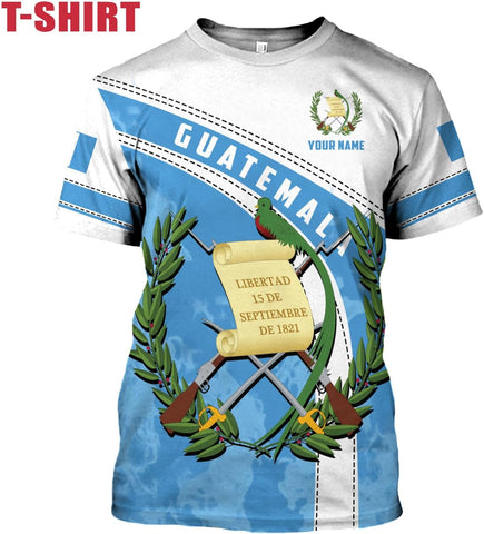 Mostprints Personalized Guatemala Shirt 3D Guatemala Camisas Guatemala Flag Shirts, Guatemalan Pride T-Shirt for Men Women