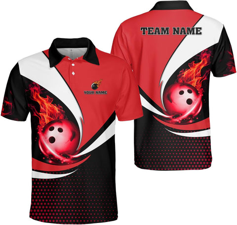 Mostprints Personalized Name Bowling Polo Shirts 3D for Men and Women, Bowling Shirt, Bowling Team