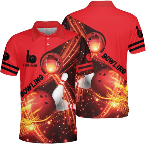 Mostprints Personalized Name Bowling Polo Shirts 3D for Men and Women, Bowling shirt, Bowling Shirts for Men Team Bowling Shirt