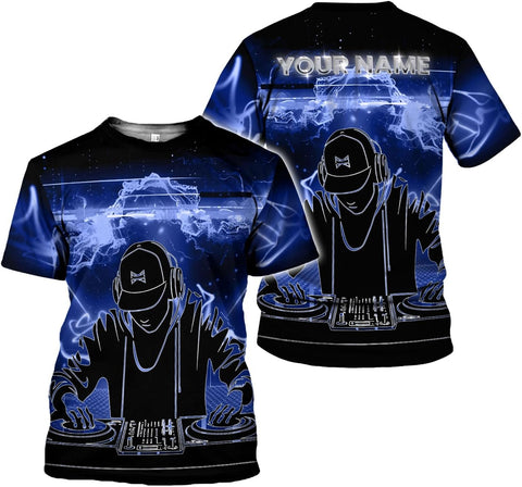 Personalized DJ Shirt, Custom DJ Shirts for Men DJ Player Music Lover DJ Gifts Music EDM Festival Cool DJ Party Djs Disc Tee
