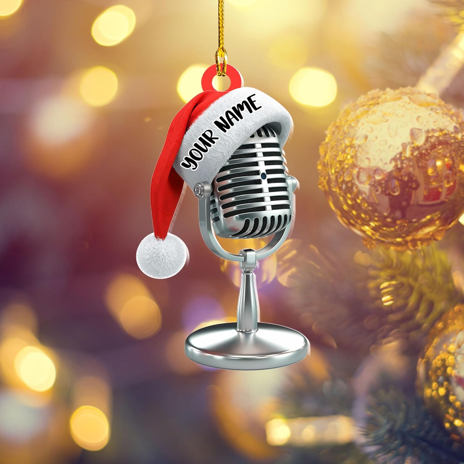 Personalized Microphone Ornament 2024 Singing Christmas Ornament Microphone Christmas Ornament Singing Ornament Concert Christmas Ornament Music Symbol Ornament (Acrylic, Style 4)