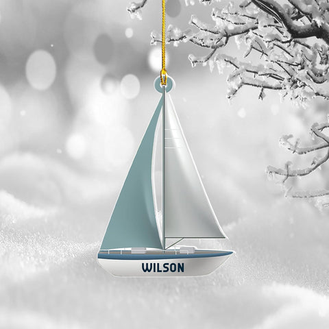 AOVL Personalized Sailor Ornament, Sailboat Ornament, Sailing Ornament for Christmas Tree, Xmas Gift for Sailor, Custom Name Sailor, Sailing Sailboat Ornament Anchor (Sailor 8)