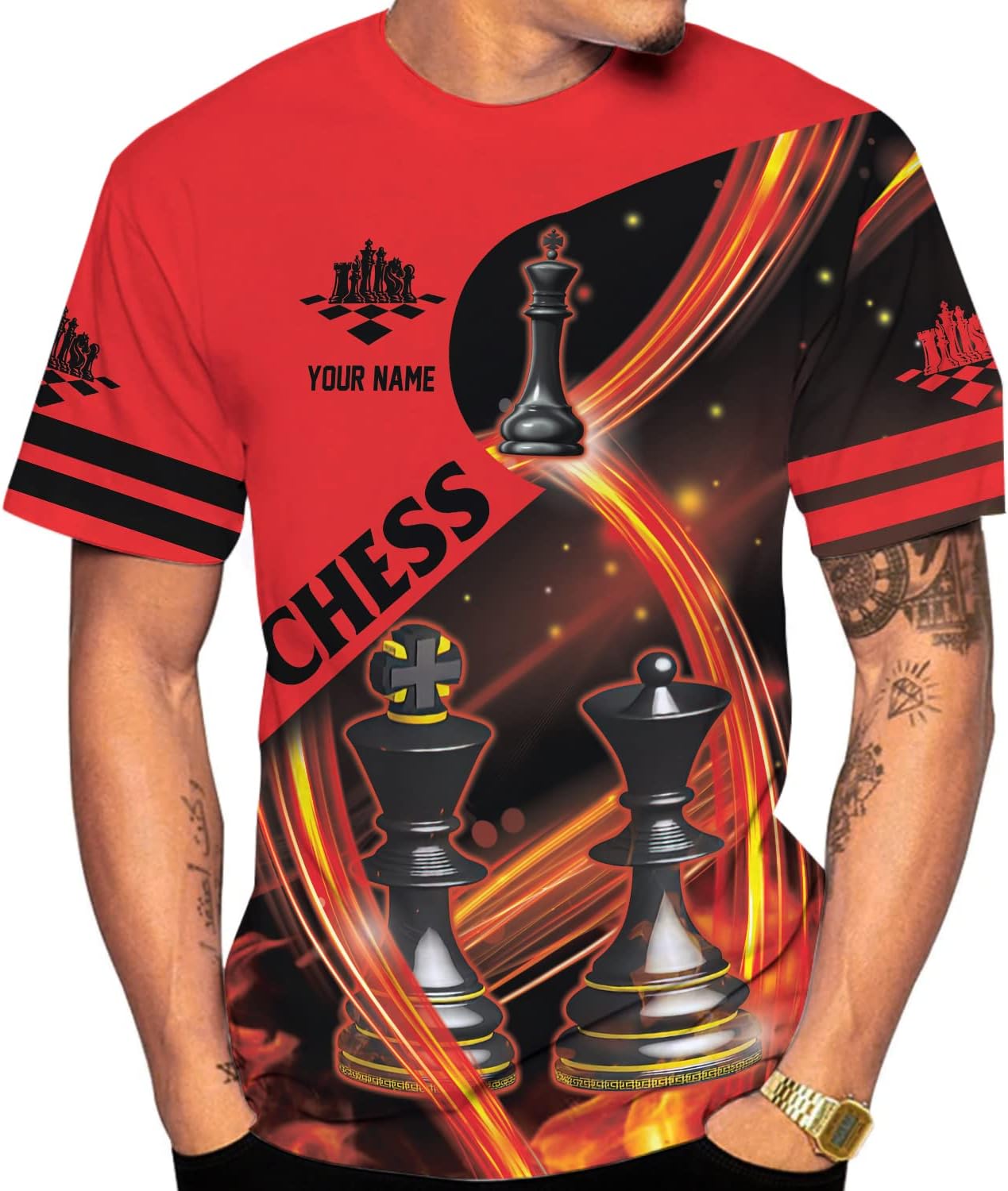 Personalized Name Chess 3D Full Color Shirt, Custom Name Chess 3D Shirt for Men, Women, Chess Lover, USA Chess Shirt