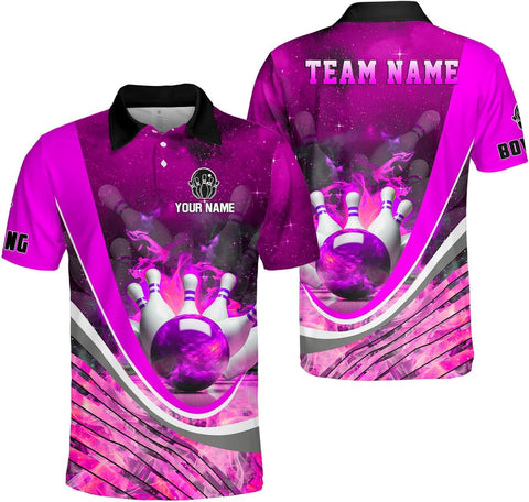 Ligthuy Personalized Name Bowling Polo Shirts 3D for Men and Women, Bowling Shirt, Bowling Shirts for Men Team Bowling Shirt