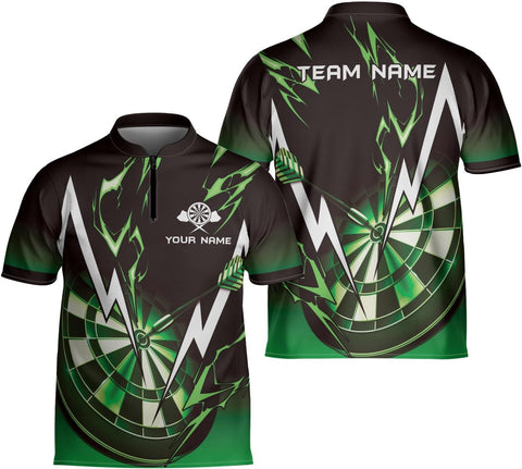Personalized Bowling Jersey Darts Shirts, Dartboard Jersey Shirt Dart Shirts for Team, Dart League Bowler Zipper Jersey Shirt