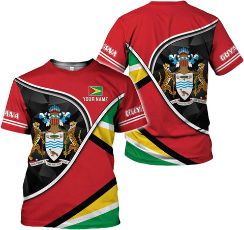 Leprints Personalized Guyana Hoodie 3D Guyanese Coat of Arms Flag Guyana 3D Sweatshirt Guyana Guyanese Pride Gift Zip Hoodie