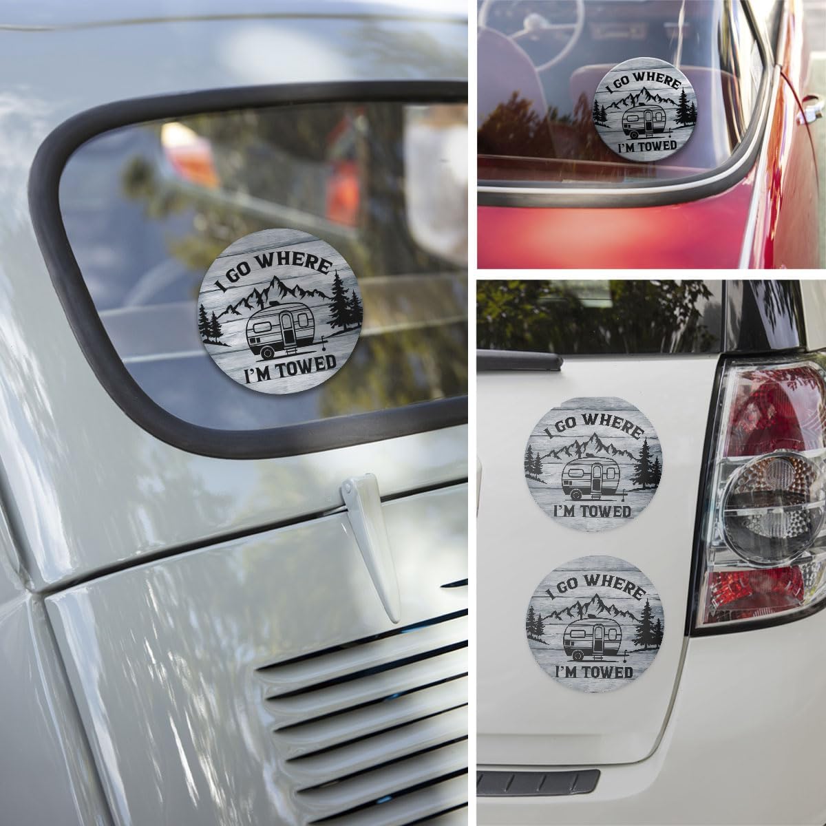 (3 Pcs) I Go Where I'm Towed RV Trailer Camper Bumper Decal - Vinyl Decal for Cars, Laptop, Water Bottle, and More - 5 Inch Cool Sticker