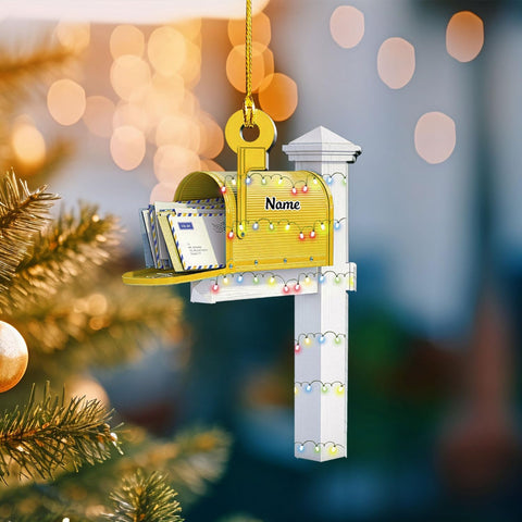 Podagree Personalized Name Mailbox Shape Flat Ornament Home Mailman Ornament Christmas Mailbox Ornament Mailbox Gift Christmas Tree Ornament Christmas Decorations for Tree (MX1)