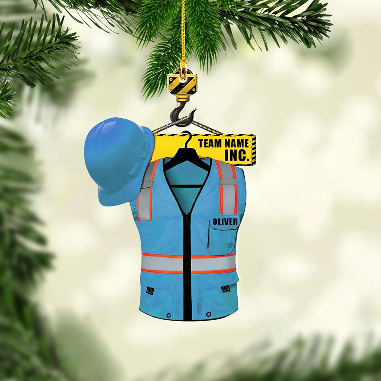 Artparel Personalized Construction Ornament Construction Worker Christmas Ornaments Construction Hard Hat Ornament Xmas Construction Worker Gifts Construction Hard Ornament Gift Xmas (Construction 5)