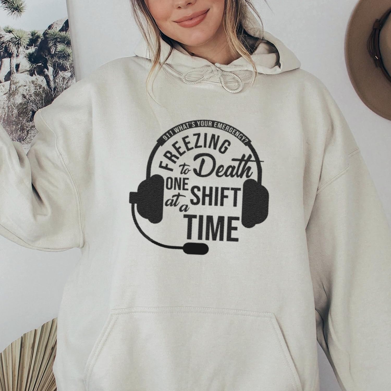 Personalized 911 Dispatcher Apparel, Thin Gold Line Embroidered Sweatshirt, Emergency 911 Hoodie Gift Dispatch Nurse Shirt