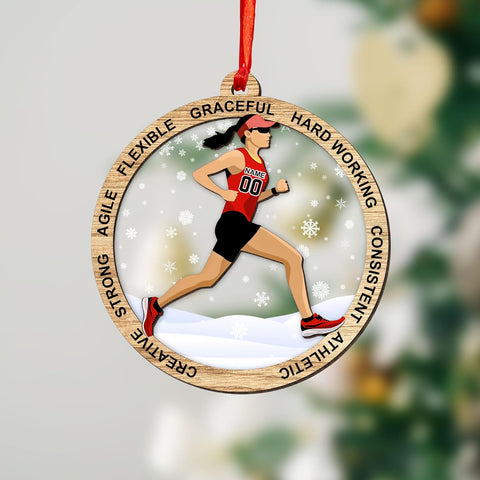 Artparel Custom Runner Ornament 2024 Track and Field Ornament Custom Marathon Ornament Running Christmas Ornament Gift for Runner Running Man Running Lovers Running Ornaments for Xmas (RN9)