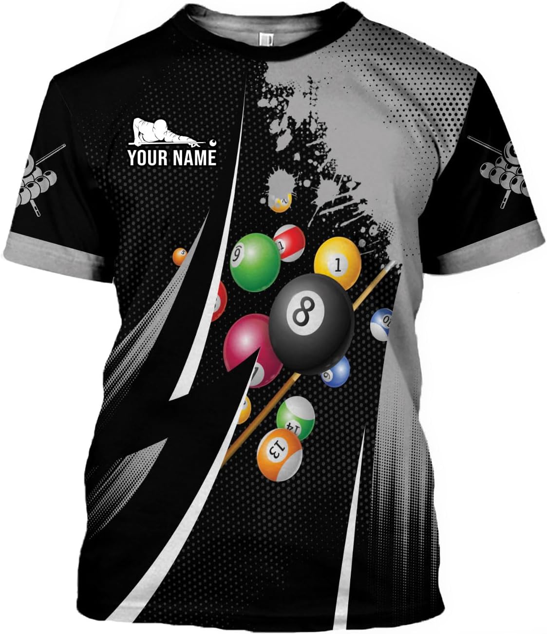 MoonArt Personalized Billiard Shirts 3D Billiard Shirt Custom Billiard Flag Shirt Men's Pool Billiards Shirt 8 Ball Men Women