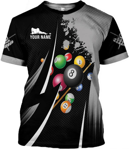 MoonArt Personalized Billiard Shirts 3D Billiard Shirt Custom Billiard Flag Shirt Men's Pool Billiards Shirt 8 Ball Men Women