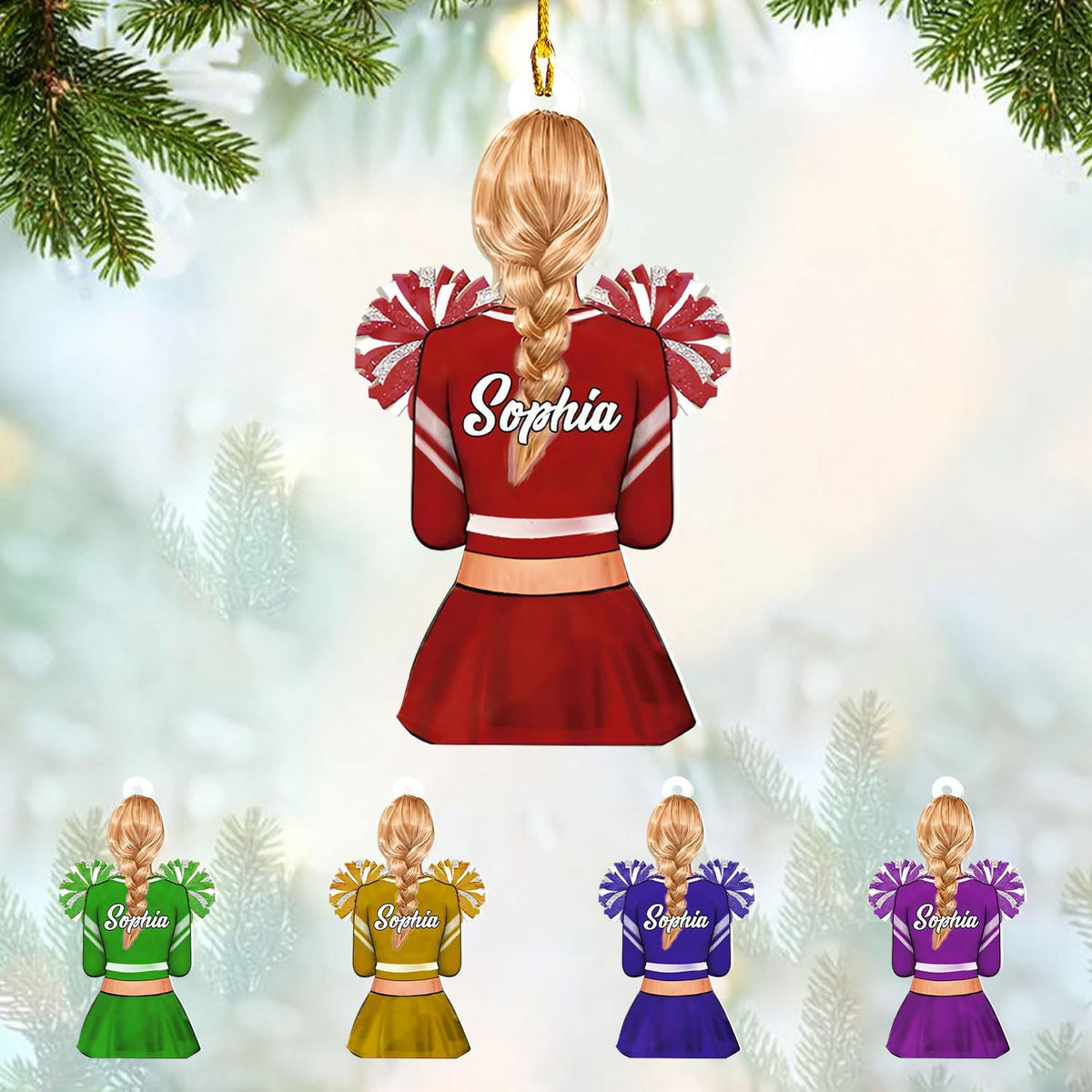RoyalBro Personalized Cheerleader Christmas Ornament 2023, Cheer Girl Dancer with Pompom, Cheerleading Lovers Ornaments Cheerleading Ornament Gift Cheer Cheerleader Ornaments Xmas (C17)