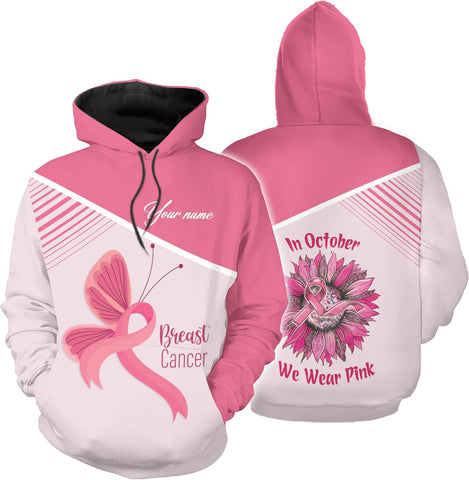 Mostprints Personalized Name Breast Cancer Shirts for Women 3D, Breast Cancer Shirt, Breast Cancer Gifts for Women S-5XL