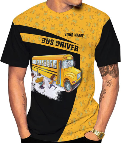 Personalized School Bus Driver Shirt Custom School Bus Driver Shirts Yellow Bus Driver 3D T Shirts Tshirt for Men and Women (Style 6), Large-5X-Large